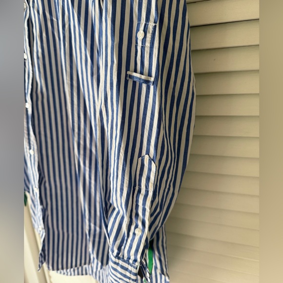 Zara Blue & White Stripped Button Down with Side Stripes - Picture 5 of 6